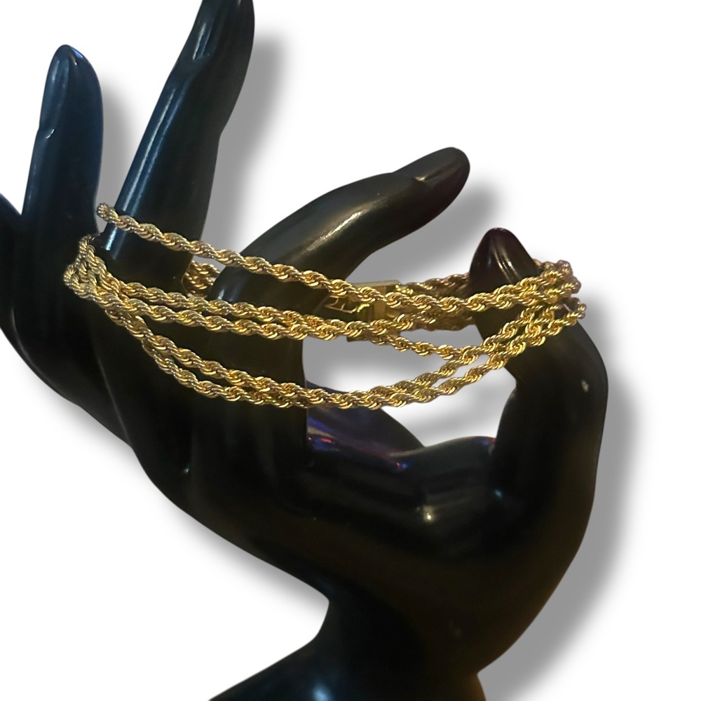 Vintage gold tone multi strand rope chain bracelet - Picture 5 of 6